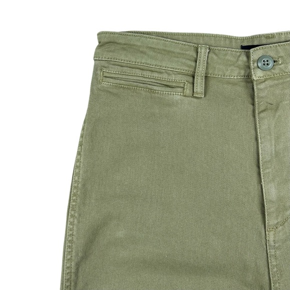 Quince Stretch Cotton Wide Leg Crop Chino Pants Size 10 Olive Green High Rise - Picture 7 of 12